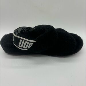 UGG Women's Slingback Oh Yeah Slides Slippers  Sz 7 Black Shearling